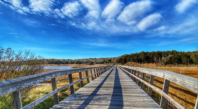 Cotton Candy Clouds Over Nauset Marsh On Cape Cod.